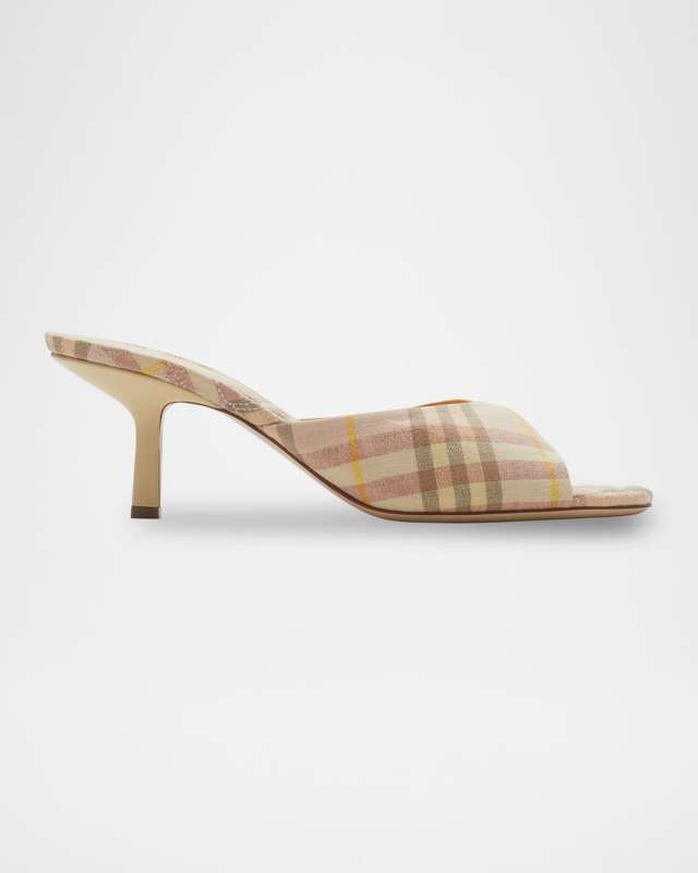 Mews Checked Linen Mules